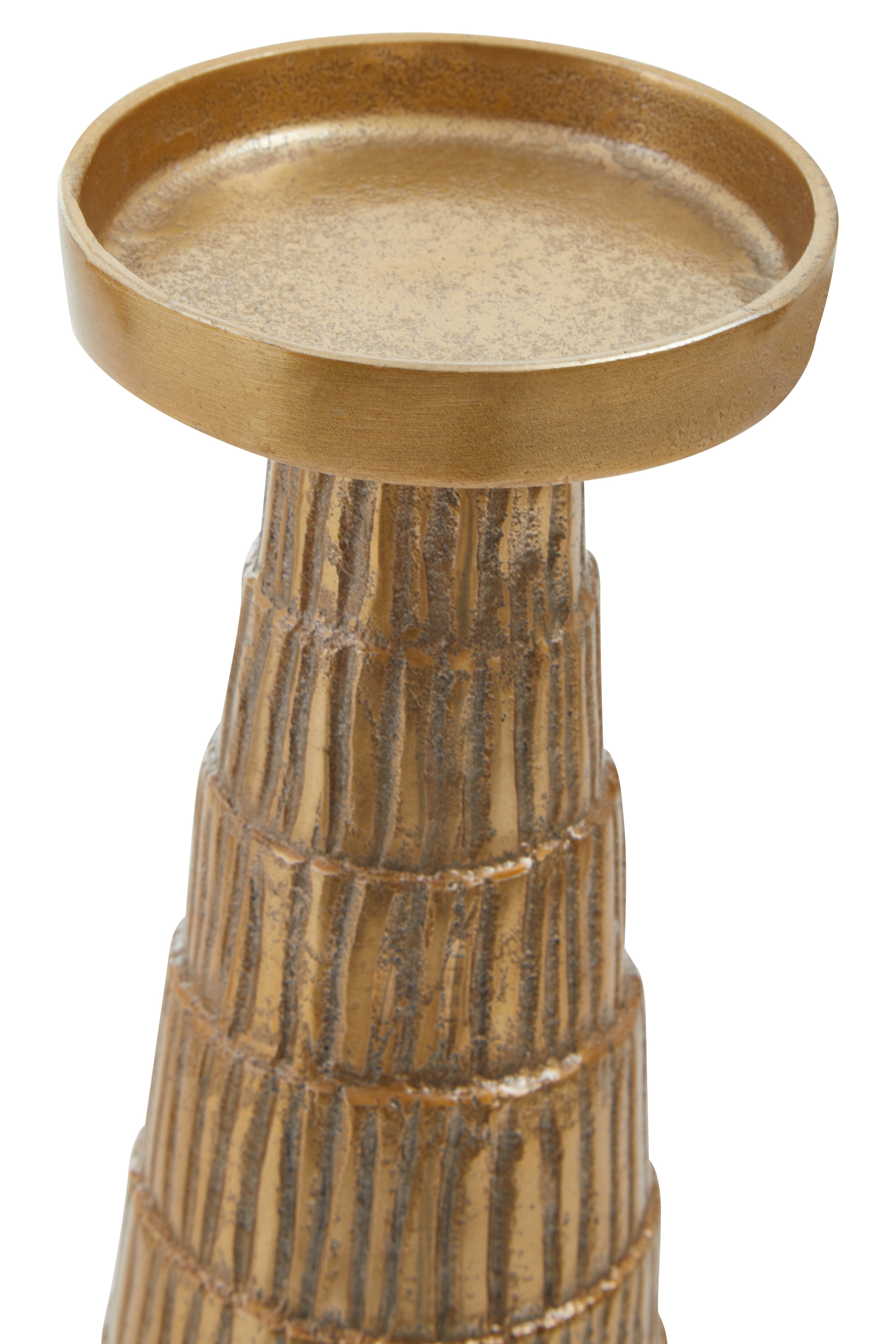 Alto Gold Ribbed Candle Holder | Large